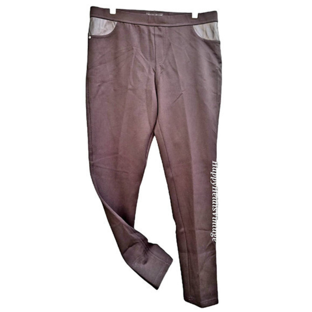 DKNY Jeans Black Faux‎ Leather insert Goth Straight Pants